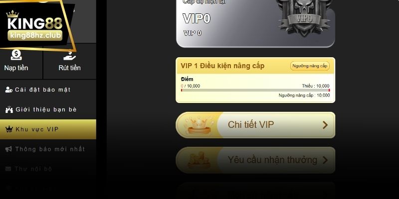 Giao diện rút tiền hiển thị rõ ràng trên hệ thống king88